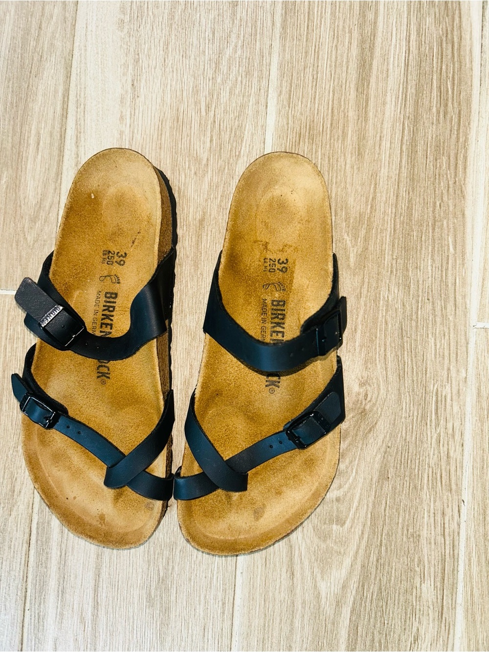 Birkenstock Mayari Black Slide Sandals Adjustable Buckle Strap Suede EU39 US8